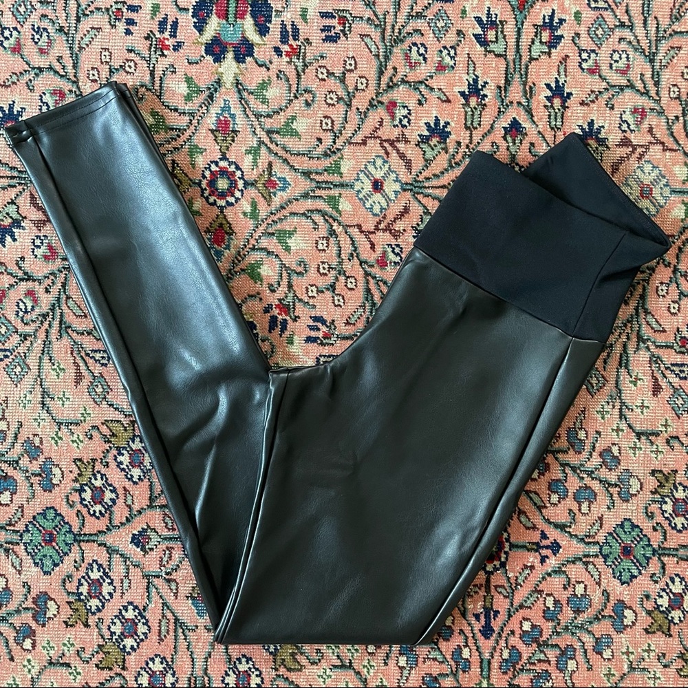 Spanx Assets Black Leggings Faux Leather S